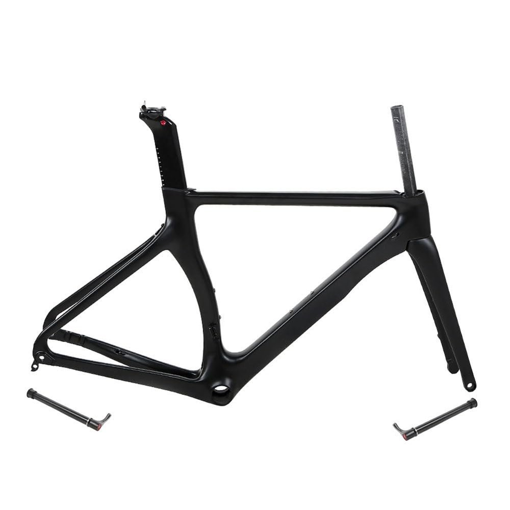 TUJISEK Carbon Fiber Frameset 700C Road Bikes Frame with Fork Disc Brake 46CM/48CM/50CM/52CM/54CM Break Wind Frame Thru Axle Routing Internal for XC Racing(54CM)