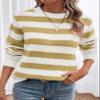 Dokotoo Womens Sweaters Elastic Crewneck Color Block Knit Tops Cute Loose Long Length Comfy Pullover Sweater Winter Clothes Womens Fall Fashion 2025 Beige Small view 2