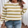 Dokotoo Womens Sweaters Elastic Crewneck Color Block Knit Tops Cute Loose Long Length Comfy Pullover Sweater Winter Clothes Womens Fall Fashion 2025 Beige Small view 3
