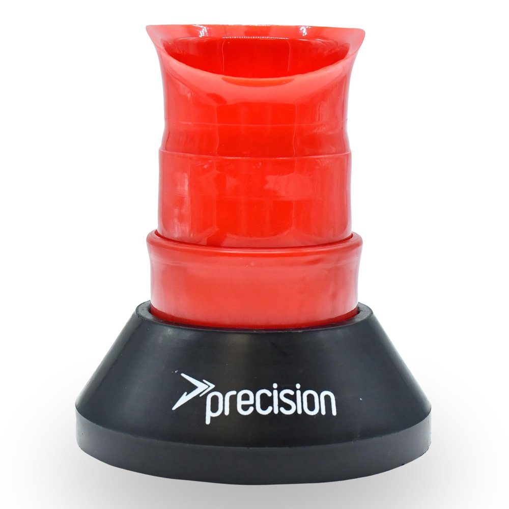 Precision Rugby Telescopic Kicking Tee, Adjustable Height 8 to 14 cm, Durable Heavy Duty Stable Base, Low, Medium and High Kicking Angles, Black/Red