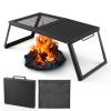 Odoland Folding Campfire Grill, Heavy Duty Steel Mesh Grate with Folding Legs and Storage Bag, Portable Camping Grates, Over Fire Pit Grill Rack for Outdoor Cooking and Bonfire view 1