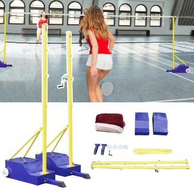 Volleyball Net Outdoor Badminton Net Volleyball Poles with Net Tennis Metal Poles Volleyball Net with Base Portable with Wheels Badminton Net for Backyard, Parks, Gymnasiums, playgrounds Fixed