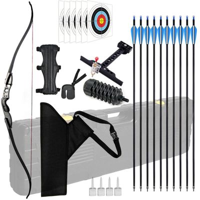 Dostyle Recurve Bow and Arrow Set 56" for Adult & Youth Beginner Ideal Long Bow for Archery Enthusiasts and Hunters Outdoor Training Practice Right Handed (30-45lbs) (40LB)