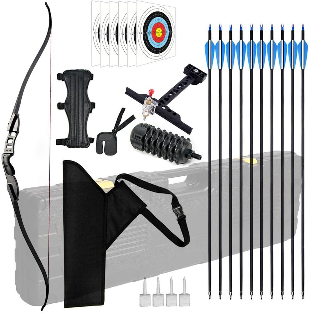 Dostyle Recurve Bow and Arrow Set 56" for Adult & Youth Beginner Ideal Long Bow for Archery Enthusiasts and Hunters Outdoor Training Practice Right Handed (30-45lbs) (40LB)