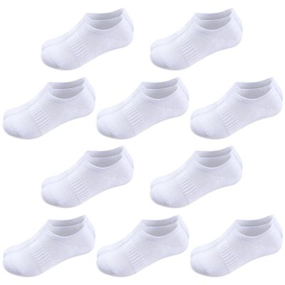 BOOPH 10 Pairs Kids Socks Boys Girls Athletic Ankle Socks Full Cushioned Low Cut Uniform No Show Sock White 9-12 Years