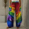 Sipumia Women's Loose LGBT Gay Pride Rainbow Printed Harem Pants Hippie Palazzo Pants Boho Joggers Yoga Clothes Colour16 L view 2
