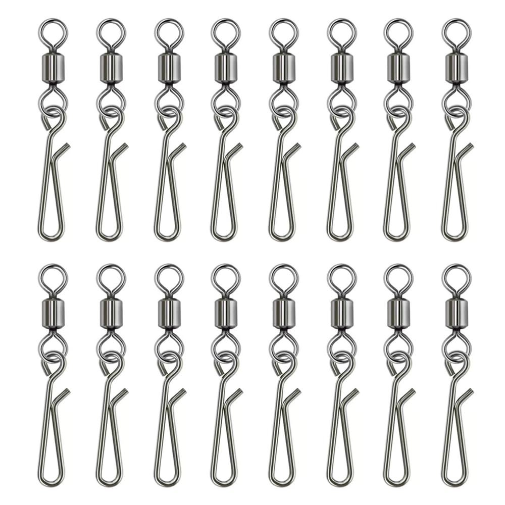 SagaSave 100 Pack Metal Fishing Snap Swivels Rolling Spinning Tackles Snap Connector Iron Safety for River Sea Fishing(12#)