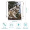 DJUETRUI Drawstring Bags Drawstring Backpack Snow Mountain Wild Wolf Sports Gym Bag for Women Men Sports Sackpack view 2
