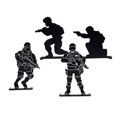 OnIUeZky Soldier Shooting Targets Metal Black Portable for Outdoor AEG GBB Airsoft Training Practicing Paintball Accessories 4PCS.