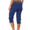 Women's Cargo Capri Pant Loose Fit Casual Capri Pants Dressy Lightweight Ladies Baggy Cargo Pants for Hiking Dark Blue view 2