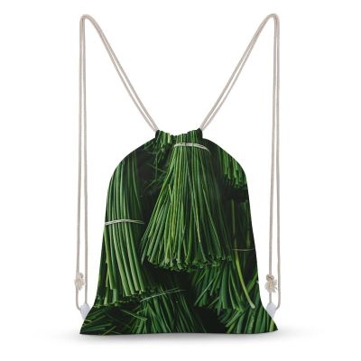 DJUETRUI Drawstring Bags Drawstring Backpack Fresh Green Chives Sports Gym Bag for Women Men Sports Sackpack