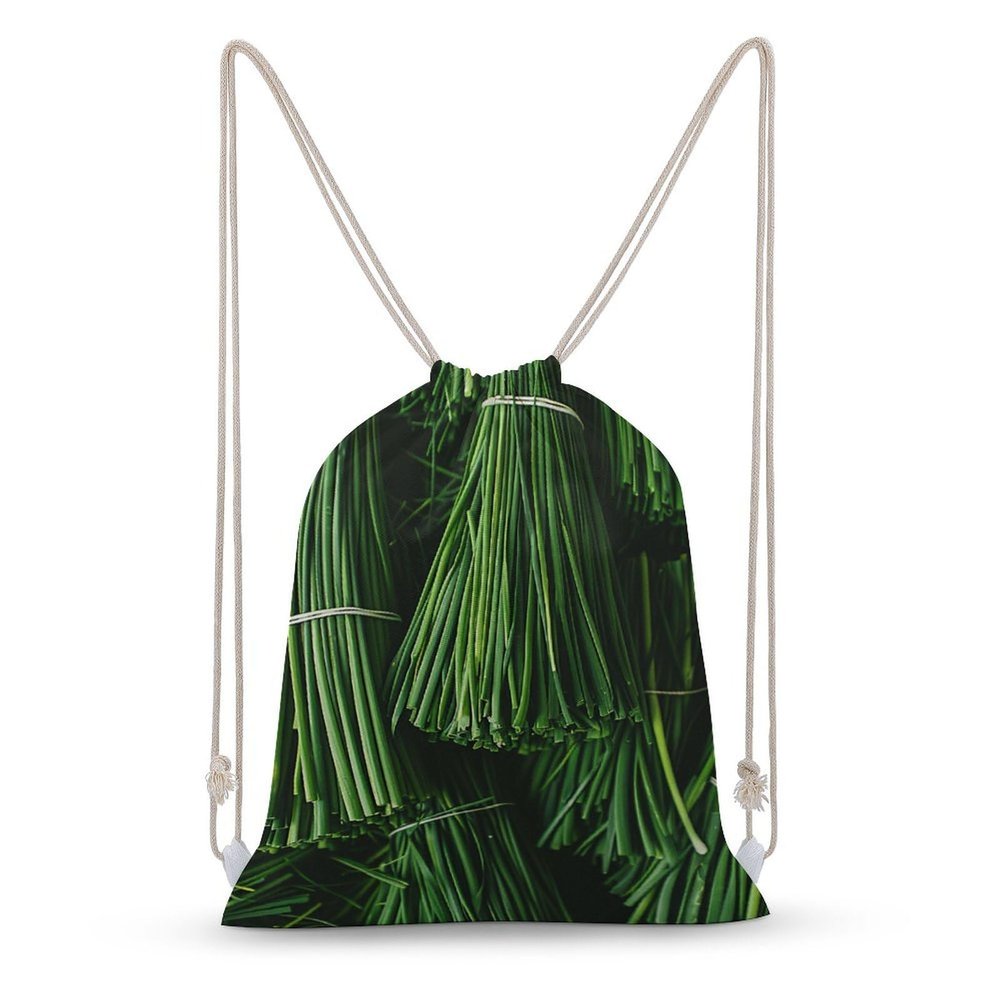 DJUETRUI Drawstring Bags Drawstring Backpack Fresh Green Chives Sports Gym Bag for Women Men Sports Sackpack