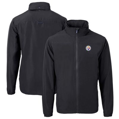 Cutter & Buck Men's Black Pittsburgh Steelers Big & Tall Charter Eco Knit Recycled Full-Zip Jacket