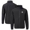 Cutter & Buck Men's Black Pittsburgh Steelers Big & Tall Charter Eco Knit Recycled Full-Zip Jacket view 1