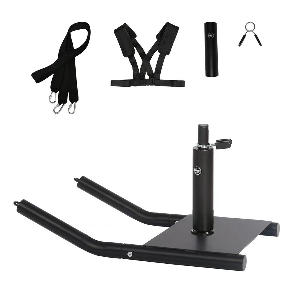 CEPHKY Weight Sled, Workout and Fitness Pull Sled, Metal Football Sled Drag Training Equipment for Strength and Speed Improvement, Easily Through Obstacles, Suitable for 1" & 2" Weight Plate - Black