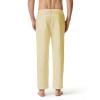 NineFit Basics Straight Leg Linen Pants Men Drawstring Trendy Lounge Pants Elastic Waist Lightweight Summer Pants Soild Trousers Yellow, XX-Large view 3