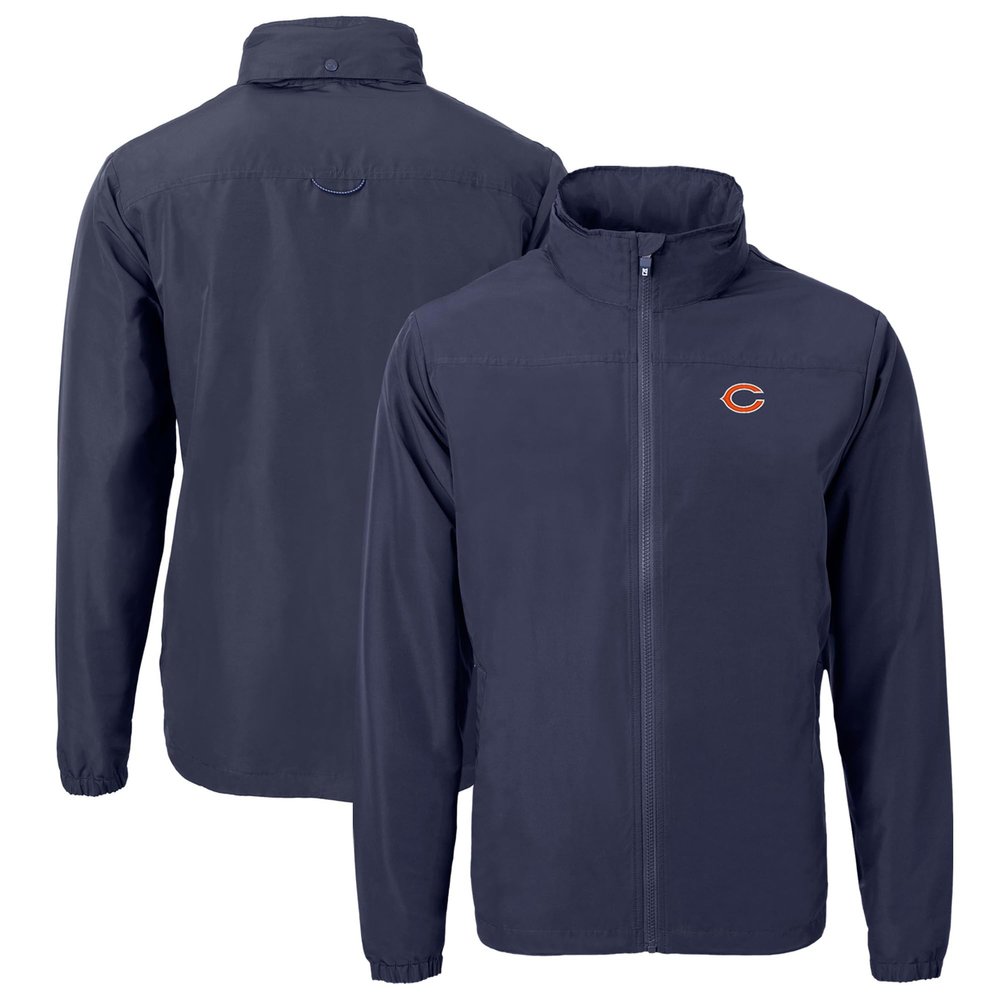 Cutter & Buck Men's Navy Chicago Bears Big & Tall Charter Eco Knit Recycled Full-Zip Jacket