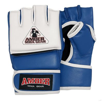 Premium Leather MMA Amateur Competition Gloves: Durable, Stylish Gear for Versatile Usage in Training and Competition, Blue, Large