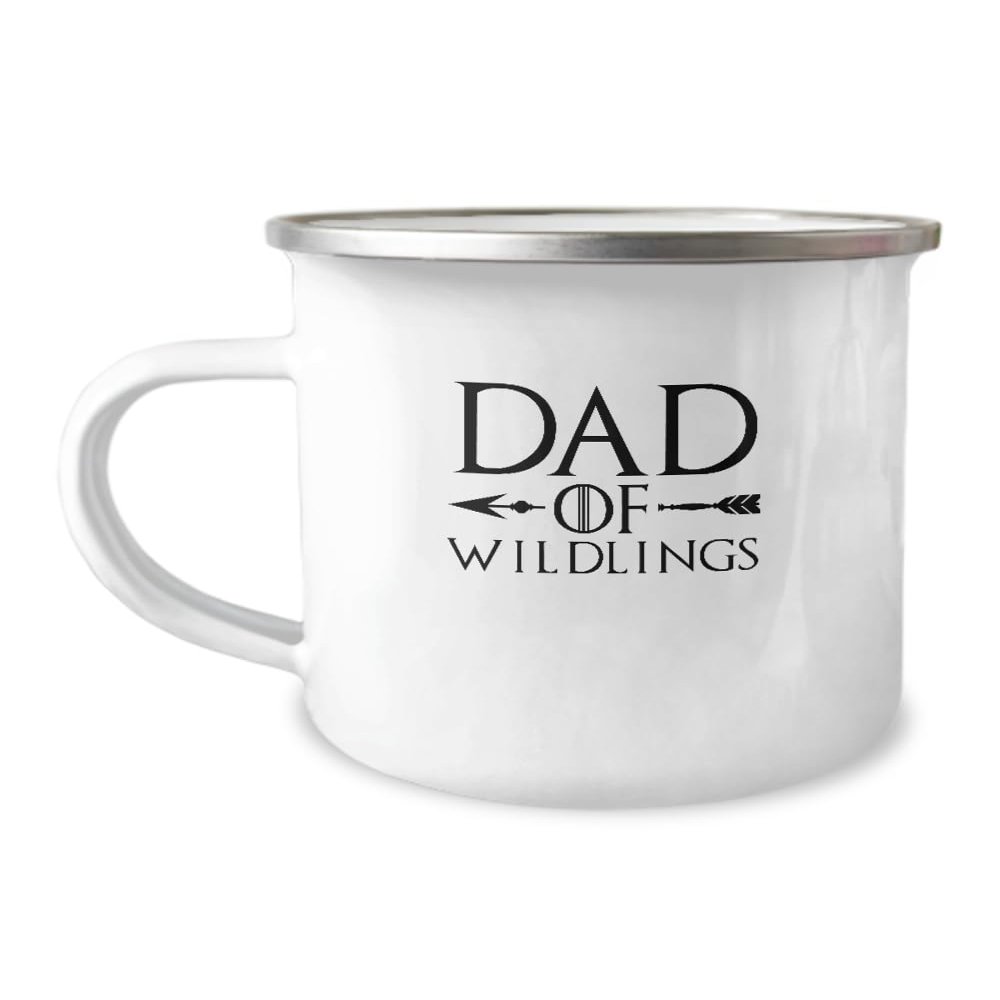 AMISK CREATIVES Dad Enamel Camping Mug Gift Dad Of Wildlings For Fathers Day Men Birthday Gift