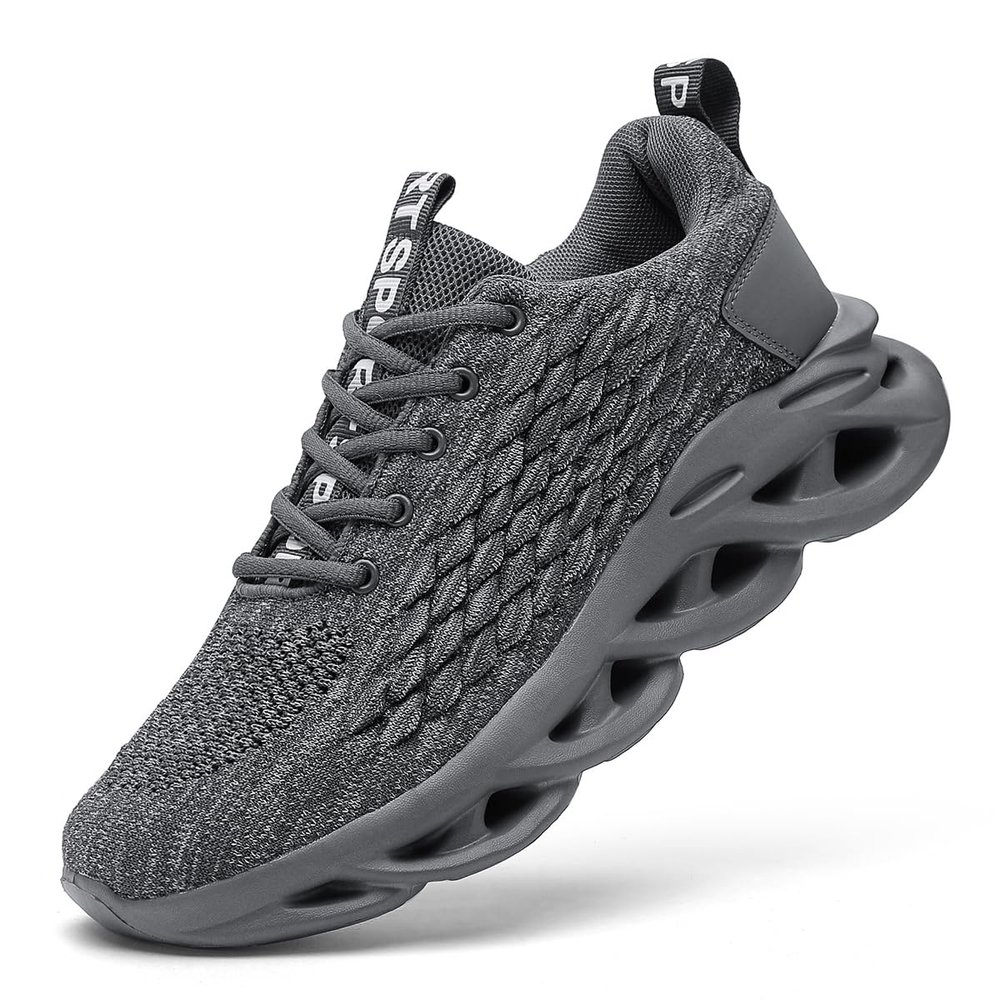 HOMASS Men's Tennis Breathable Walking Shoes Ultra Lightweight Casual Sport Gym Fashion Sneakers (Grey,9)
