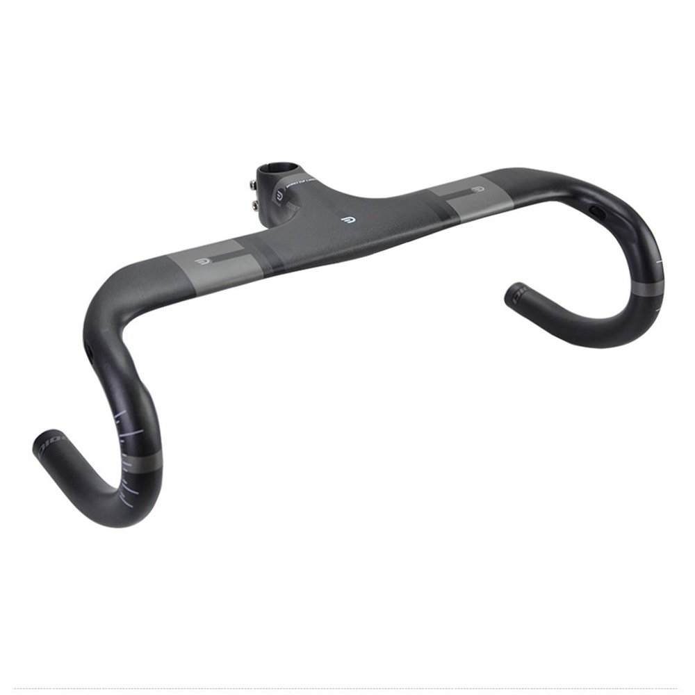 AGSDGAWD Road Bike Handlebars, Full Carbon Fibre Integrated Bike Drop Bar Inner Routing Bent Handlebar 28.6mm Fork Dia Ultra-Light Compact Drop Handlebars(110 * 440mm)