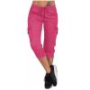 Active Capri Pants for Women Joggers Stretch Lightweight Casual Pant Capri with Drawstring Pockets Hiking Pants Plus Size Hiking Pants Women Hot Pink 2X view 3