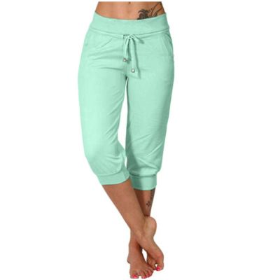 Women's Sweatpants Capri Pants Cropped Jogger Running Loose Lounge Pants Drawstring Waist with Pockets Capris Pants for Women Green 2X