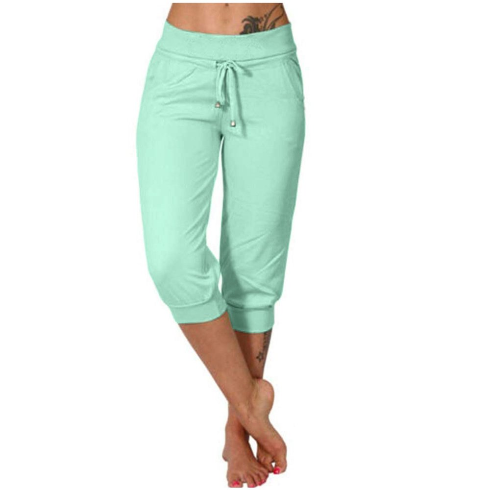 Women's Sweatpants Capri Pants Cropped Jogger Running Loose Lounge Pants Drawstring Waist with Pockets Capris Pants for Women Green 2X