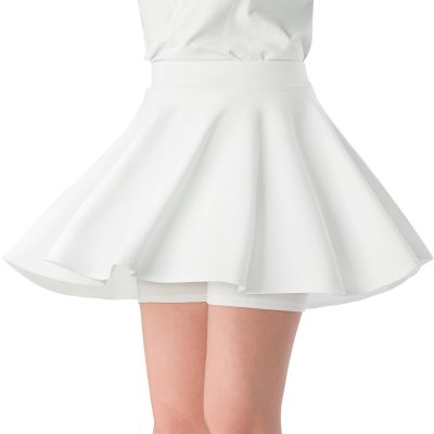 Comfyouth Girls Skirts Casual Mini Flare Pleated Skirt with Shorts High Waisted Skater Skirt A Line Skorts White
