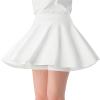 Comfyouth Girls Skirts Casual Mini Flare Pleated Skirt with Shorts High Waisted Skater Skirt A Line Skorts White view 1