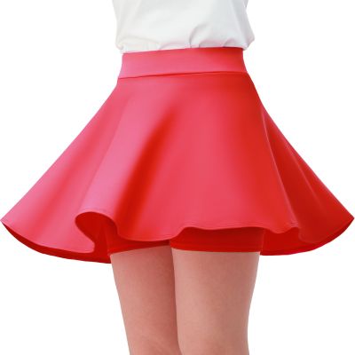 Comfyouth Girls Skirts Casual Mini Flare Pleated Skirt with Shorts High Waisted Skater Skirt A Line Skorts Red