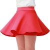 Comfyouth Girls Skirts Casual Mini Flare Pleated Skirt with Shorts High Waisted Skater Skirt A Line Skorts Red view 1
