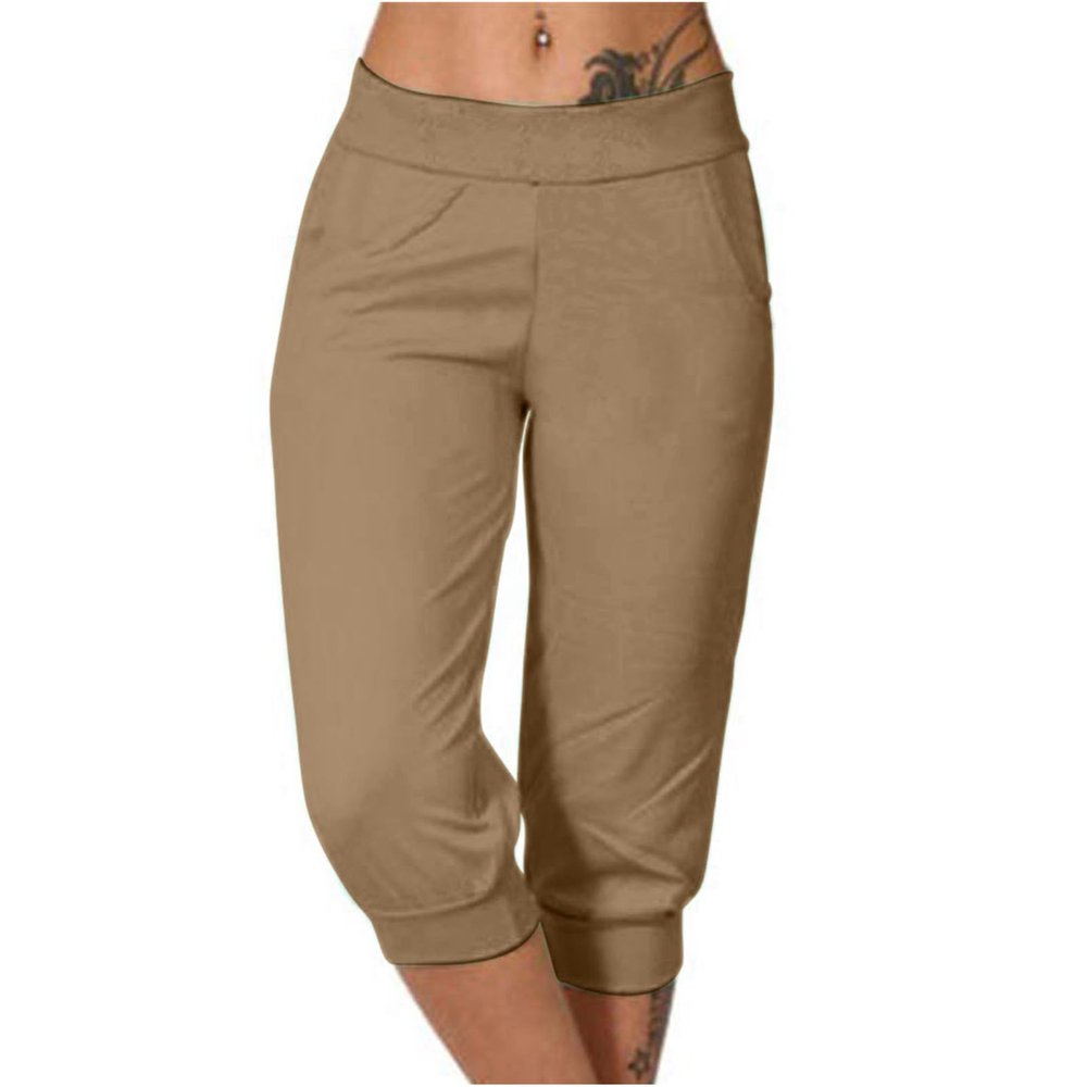 Prime Shopping Online Women's Sweatpants Yoga Lounge Loose Casual Pants Bottom Sweat Pants for Women with Pockets Sports Clothes Athletic Works Capris for Women Khaki L