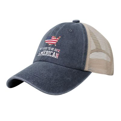Proud to Be an American Baseball Cap Women Men Mesh-Back Hat Retro Trucker Hats Sun Hat