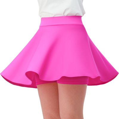 Comfyouth Girls Skirts Casual Mini Flare Pleated Skirt with Shorts High Waisted Skater Skirt A Line Skorts Hot Pink