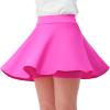 Comfyouth Girls Skirts Casual Mini Flare Pleated Skirt with Shorts High Waisted Skater Skirt A Line Skorts Hot Pink view 1