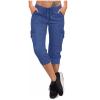 Active Capri Pants for Women Joggers Stretch Lightweight Casual Pant Capri with Drawstring Pockets Hiking Pants Yoga Capris with Pockets for Women Blue 2X view 1