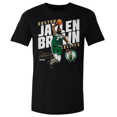 500 LEVEL Jaylen Brown Boston Celtics Shirt - Jaylen Brown Boston Celtics Slant WHT (Black, XXX-Large)