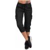 Active Capri Pants for Women Joggers Stretch Lightweight Casual Pant Capri with Drawstring Pockets Hiking Pants Running Pants Women Black 2X view 3