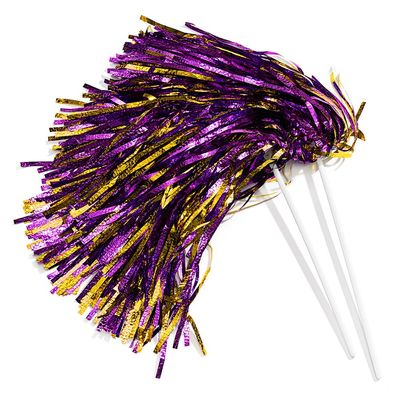 Anderson's Metallic Gold and Purple Foil Textured School Spirit Shakers, Cheerleader Pom Poms, Football, Basketball, Homecoming Squad, Team, Party, Dance, Club, Performance, Celebration Pack of 10