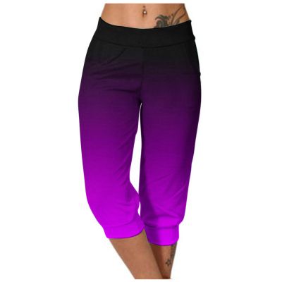 Day Clearance Prime Women's Capri Pants Loose Drawstring High Waisted Sweatpants Lounge Pants Running Gym Short Pants Pockets Womens Capris for Summer Purple 2X