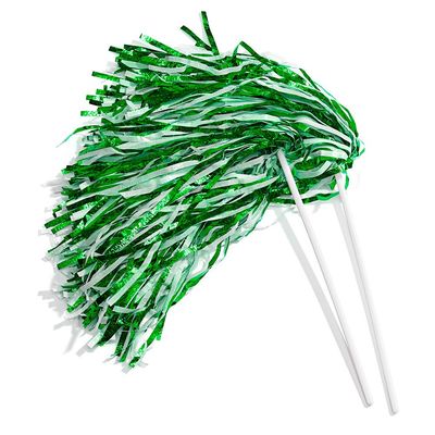 Anderson's Metallic Green and White Foil Textured School Spirit Shakers, Cheerleader Pom Poms, Football Basketball Homecoming Squad, Team, Party, Dance, Club, Performance, Fan Celebration Pack of 10