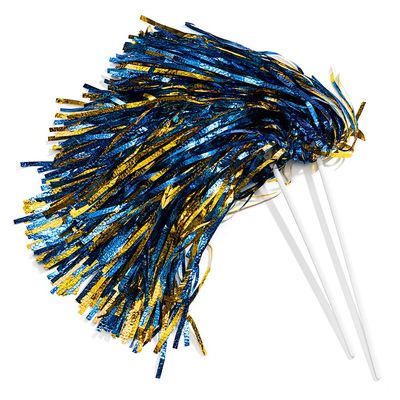 Anderson's Metallic Blue and Gold Foil Textured School Spirit Shakers, Cheerleader Pom Poms, Football, Basketball, Homecoming Squad, Team, Party, Dance, Club, Performance, Fan Celebration Pack of 10