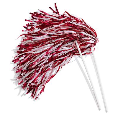 Anderson's Metallic Maroon and White Foil Textured School Spirit Shakers, Cheerleader Pom Poms, Football, Basketball, Homecoming Squad, Team, Party, Dance, Club, Performance, Celebration Pack of 10