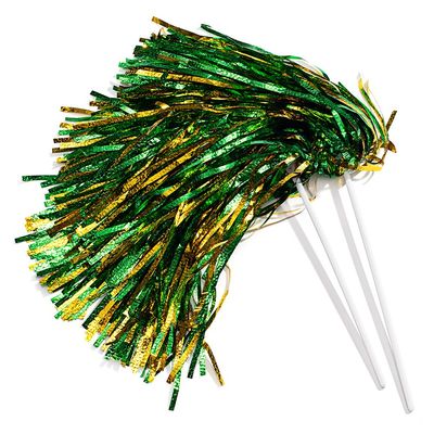 Anderson's Metallic Green and Gold Foil Textured School Spirit Shakers, Cheerleader Pom Poms, Football, Basketball, Homecoming Squad, Team, Party, Dance, Club, Performance, Celebration Pack of 10