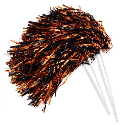 Anderson's Metallic Orange and Black Foil Textured School Spirit Shakers, Cheerleader Pom Poms, Football, Basketball, Homecoming Squad, Team, Party, Dance, Club, Performance, Celebration Pack of 10