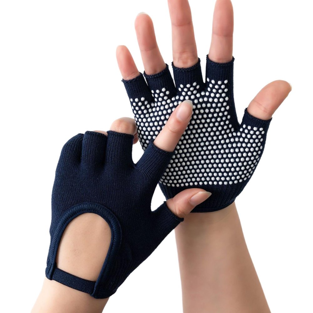 Ralondbey 1 Pair Silicone Antislip Five Finger Workout Glove Weight Training Glove Gym Glove Weightliftings Glove for Women Man, Black