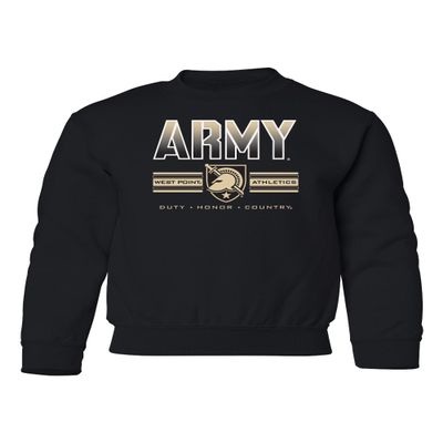 CornBorn Kids Army Youth Apparel - Crewneck Fleece Army Full Color Fade Primary Logo - Black - Medium
