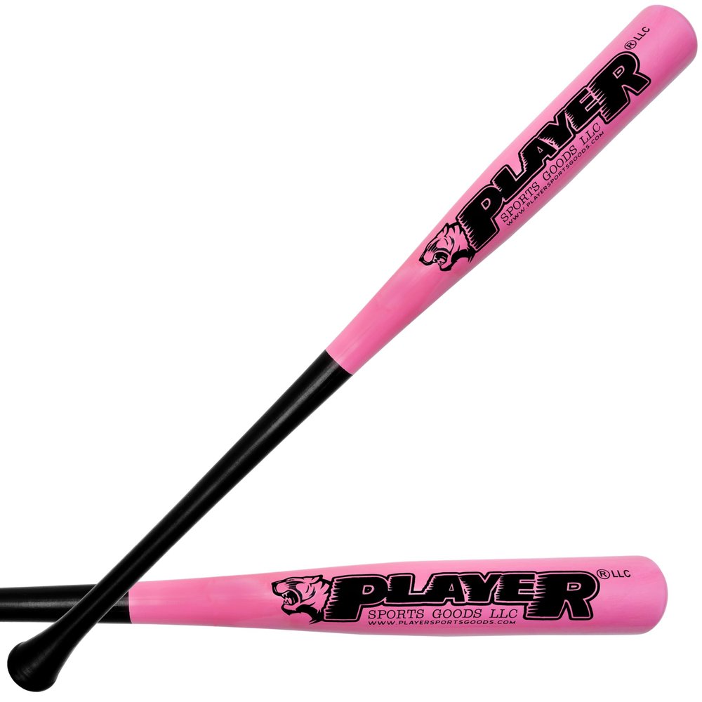 30" -C243- Cupped Barrel Pro Maple Wooden Baseball bat/Barrel Dia: 2.25" / Weight: 27 Oz/Baseball Bat for Youth & Adult Players for Leagues in Black Handle & Pink Barrel by Player Sports Goods LLC
