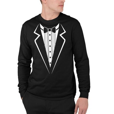 Veracco Tuxedo Long Sleeve Shirts for Men Women Funny Tuxedos Mens Graphic Tees Black Suit Funny Cotton Unisex Costume